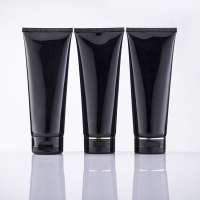 Wholesale 200ml Shiny Black Soft Squeeze cosmetic Tube with Silver Flip top Cap